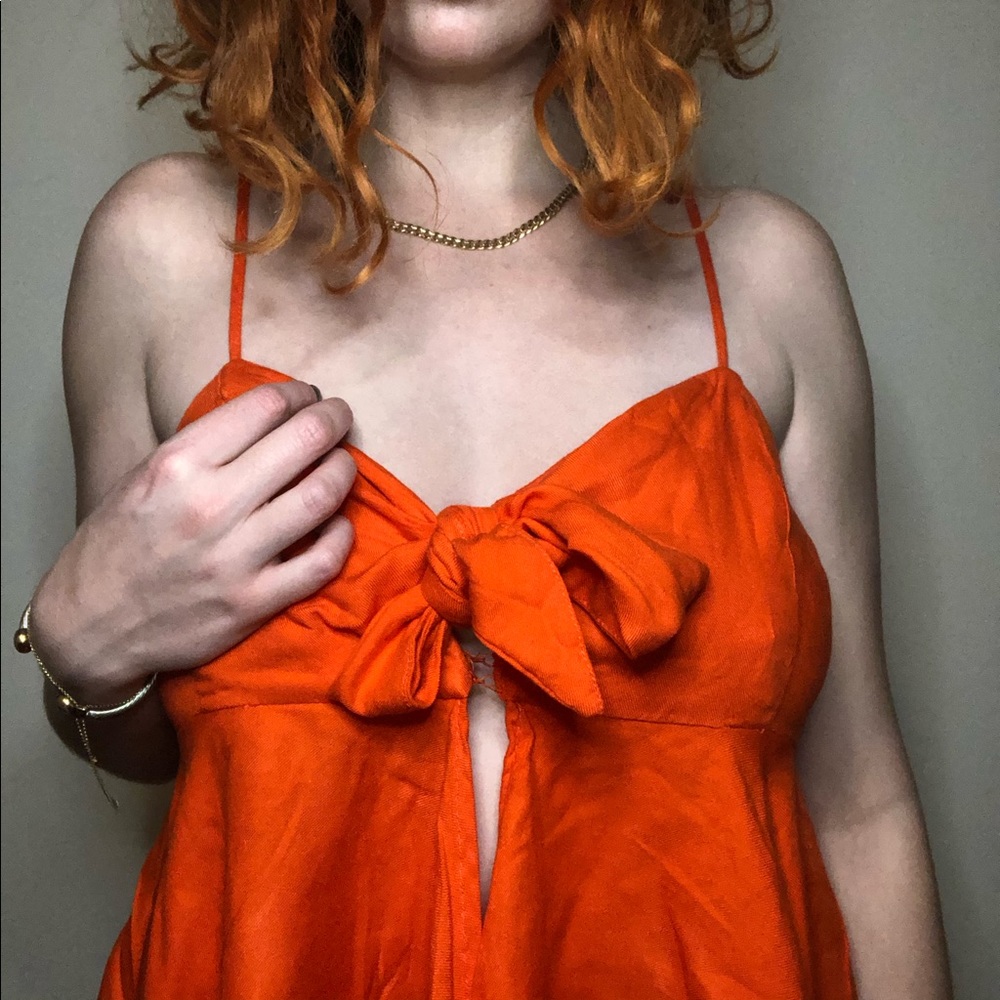 BONGO bright orange babydoll tie tank
